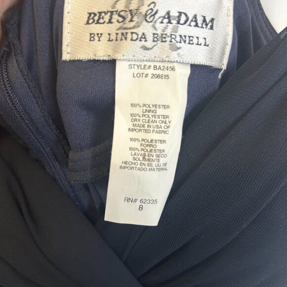 Vintage‎ Betsy & Adam Navy Blue Chiffon Prom Dress Sz 8 Formal Evening Gown - Picture 8 of 11